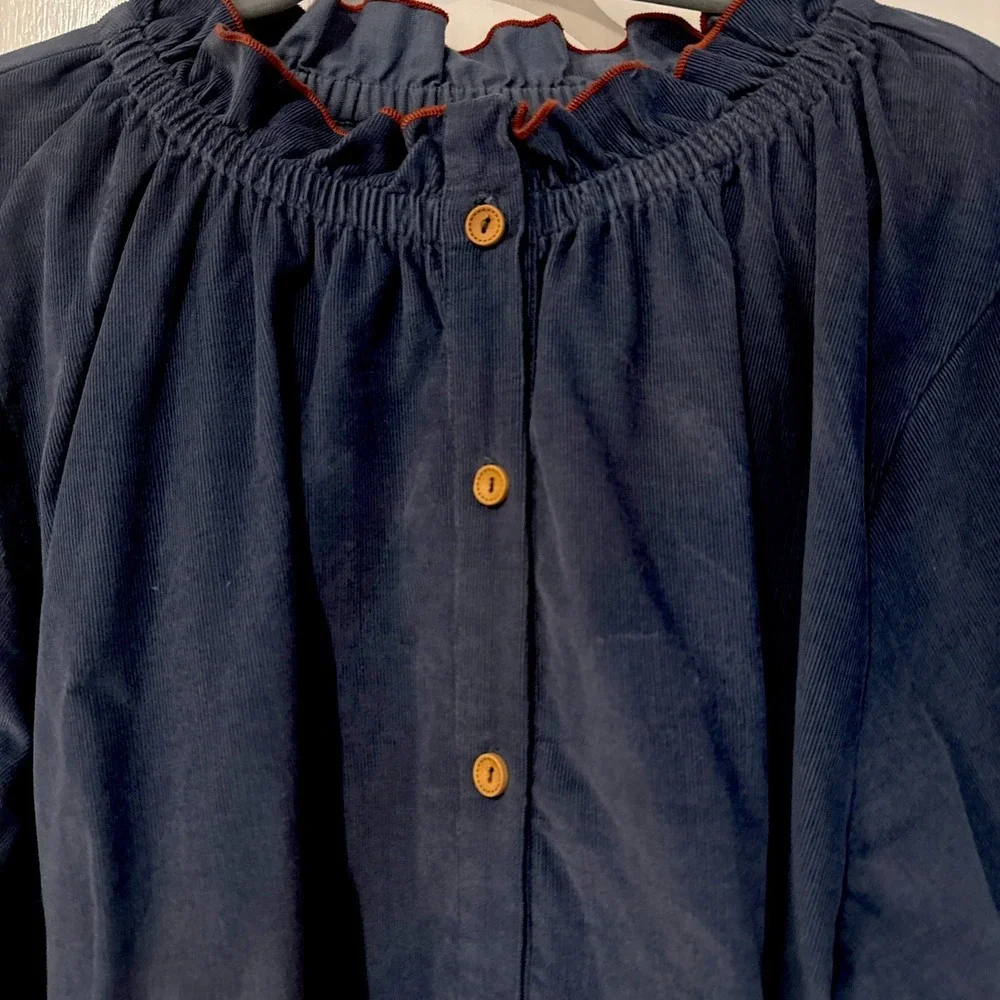 OH MY STARS top Women's Plus Size 2XL Boutique Blue Embroidered Short Sleeve - Picture 2 of 8